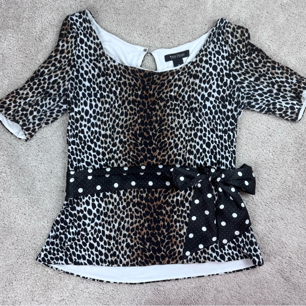 WHBM White House Black Market Knit Peplum Top‎ Blouse Size Medium